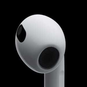 AirPods 4 with ANC on a charging case showing new design and features.
