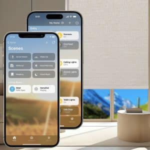 Concept image of Apple’s rumored HomePod with a square iPad-like screen, running homeOS to control HomeKit devices and display FaceTime calls at WWDC 2025.