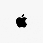 A black Apple logo with a bite taken out of the right side, centered on a plain light gray background, subtly reflects the strategic shifts that contributed to Apple Q3 2025’s record revenue.