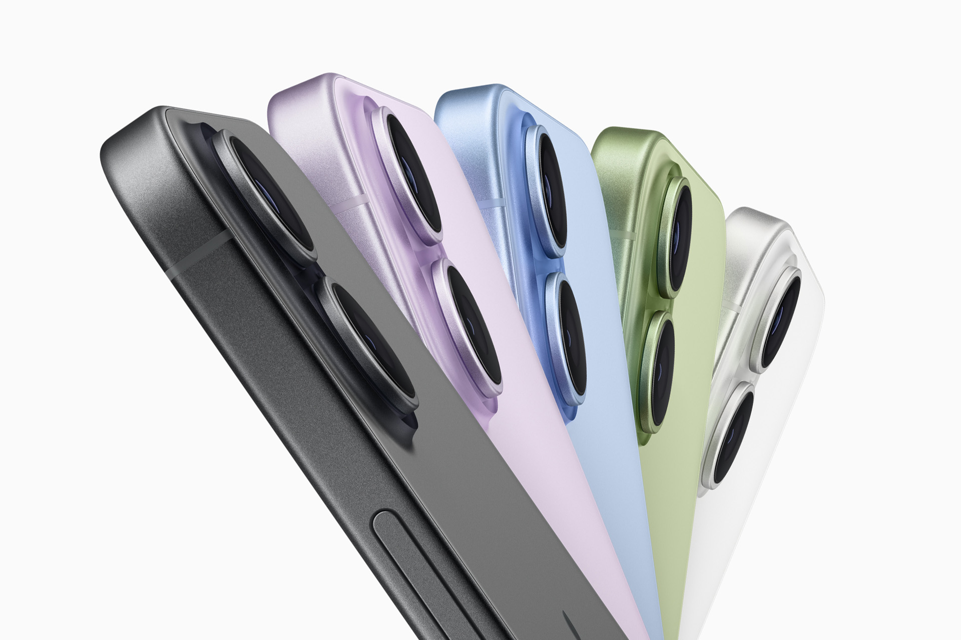 iOS 27 - Five smartphones in different colors (black, purple, blue, green, and white) are shown side by side, highlighting their dual rear cameras and sleek, modern design—a look fueling iPhone 17 demand among style-conscious users.